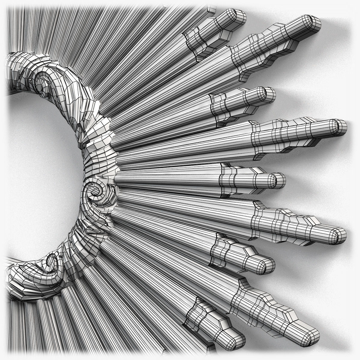 Frame0073 silver sunburst mirror on wall 3D model_13