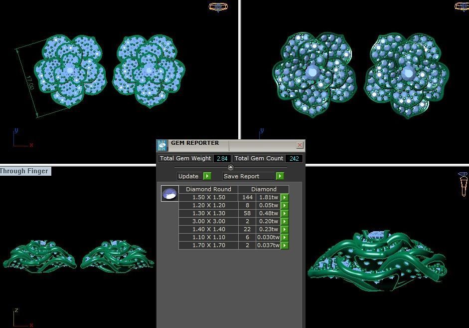 AI0001420E pair of gold flower stud earrings with diamonds 3D print model_1