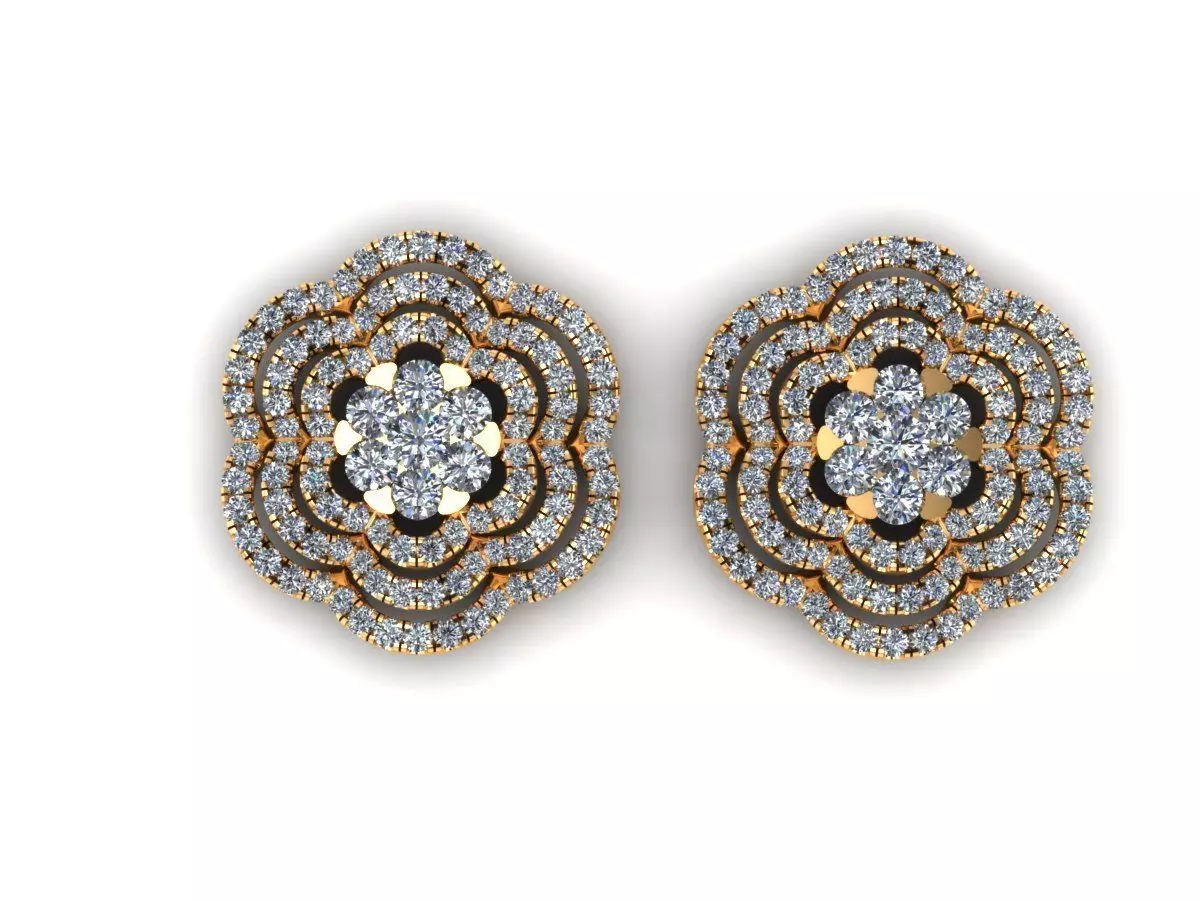 AI0001419E pair of earrings with diamonds in center 3D print model_0