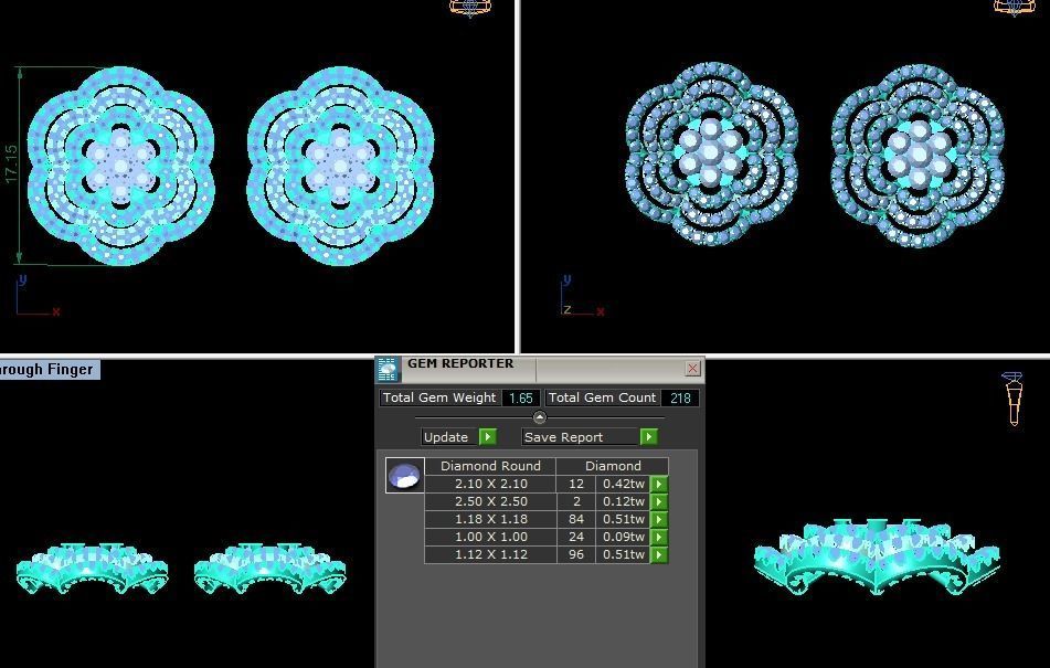 AI0001419E pair of earrings with diamonds in center 3D print model_1