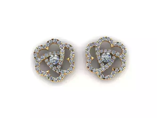 AI0001417E diamond flower stud earrings gold