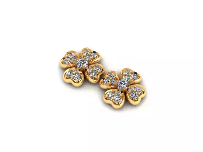 AI0001406E two diamond flower stud earrings gold