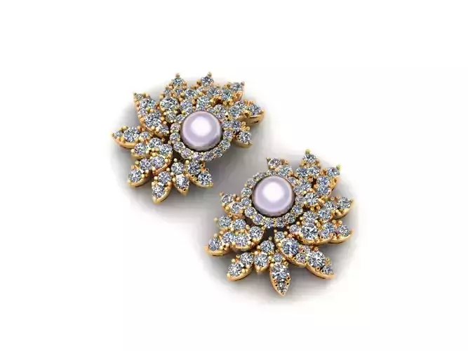 AI0001400E two earrings with pearls and diamonds