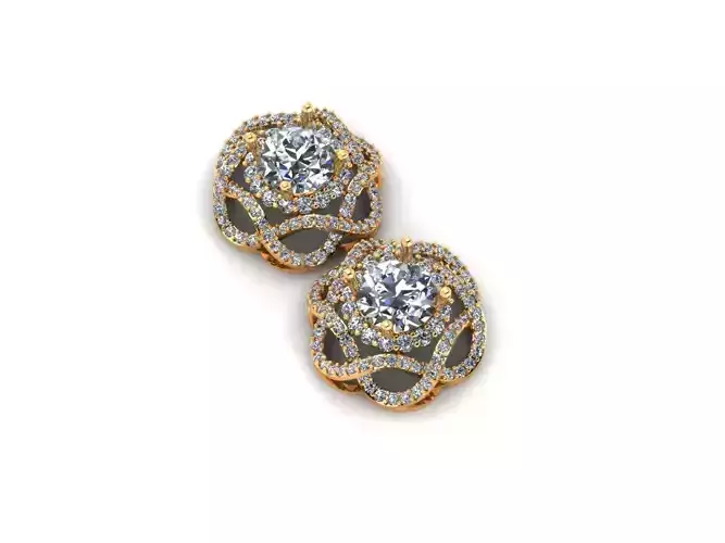 AI0001399E two gold stud earrings with diamonds