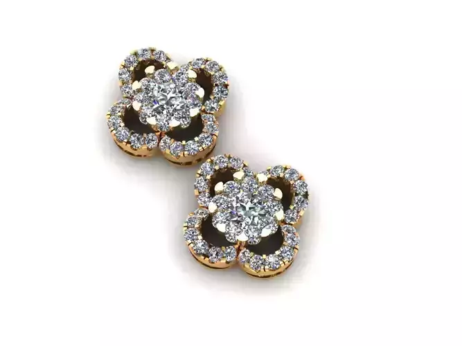 AI0001394E diamond flower stud earrings