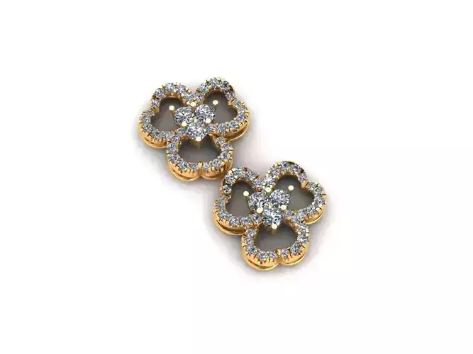AI0001393E diamond flower stud earrings gold