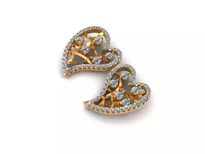 AI0001392E two heart shaped diamond earrings gold