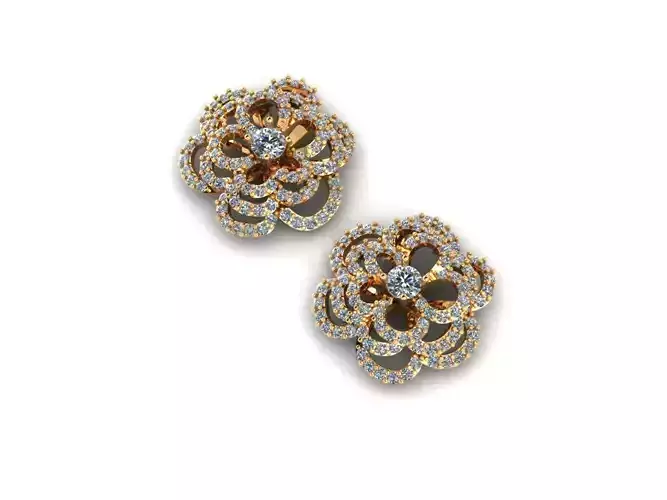 AI0001391E gold and diamond flower stud earrings