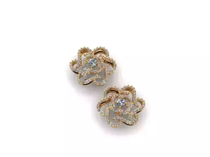 AI0001390E rose stud earrings in gold with diamonds