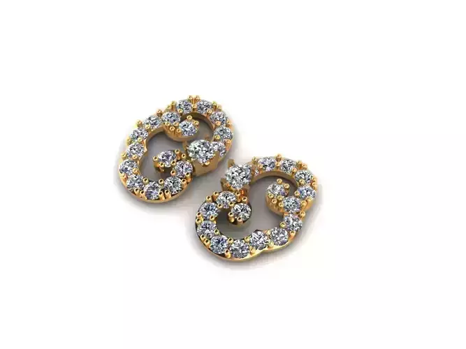 AI0001386E two gold stud earrings with diamonds