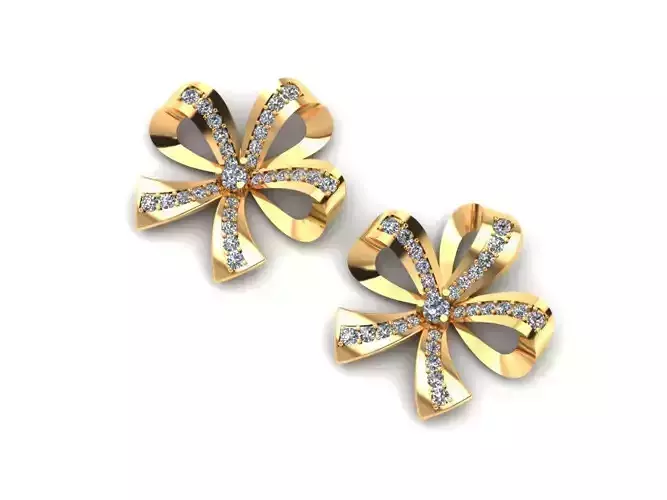 AI0001382E gold and diamond bow stud earrings