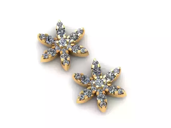 AI0001381E two diamond flower stud earrings gold