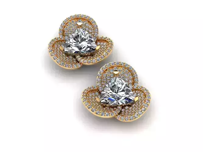 AI0001380E diamond flower stud earrings gold