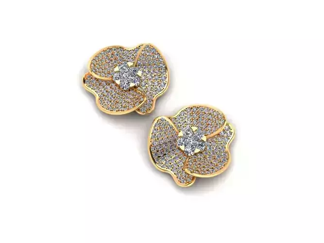 AI0001379E gold and diamond flower stud earrings