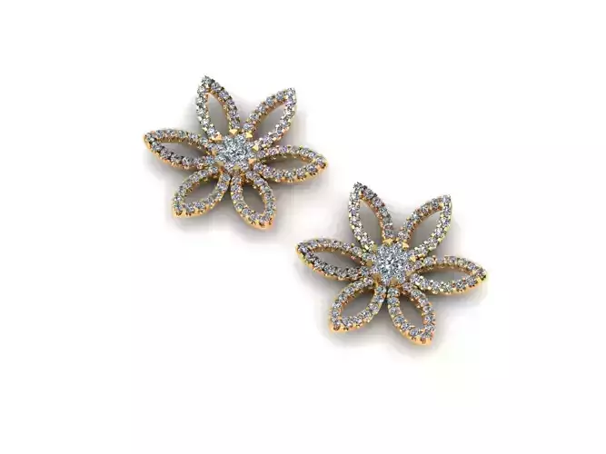 AI0001372E gold and diamond flower stud earrings