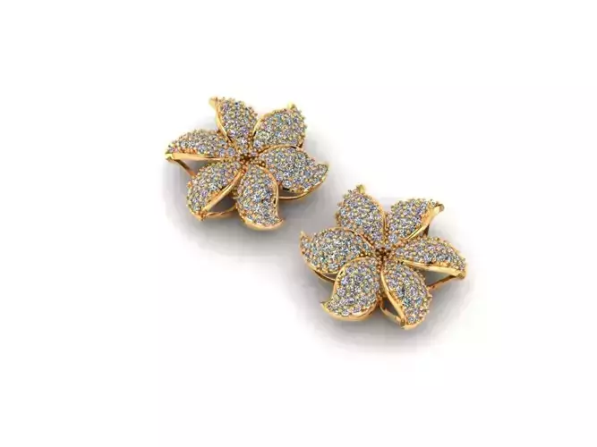 AI0001371E pair of gold flower stud earrings with diamonds