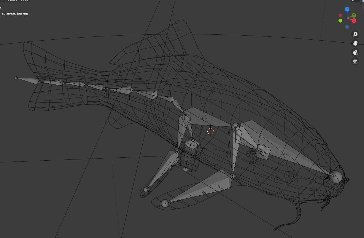 Koi Fish Lowpoly Animated Rigged Low-poly 3D model_5