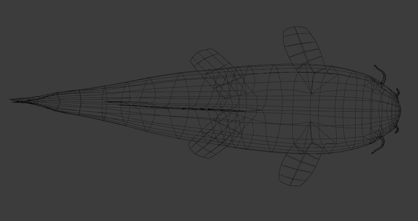 Koi Fish Lowpoly Animated Rigged Low-poly 3D model_7