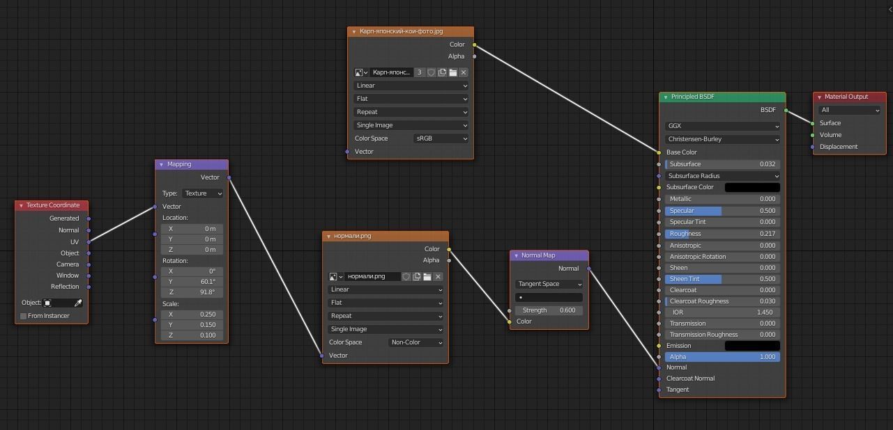 Koi Fish Lowpoly Animated Rigged Low-poly 3D model_11