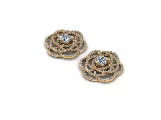 AI0001368E pair of rose stud earrings with diamonds