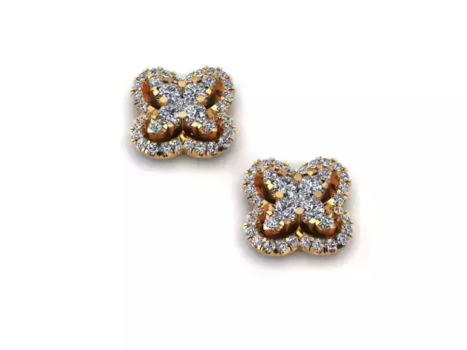 AI0001365E gold stud earrings with diamonds