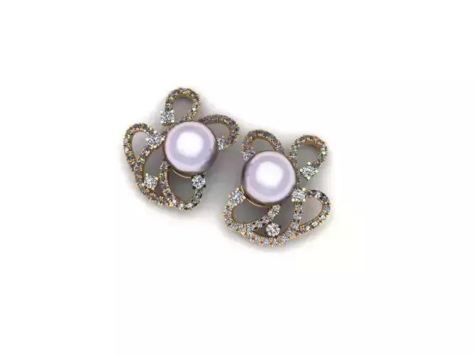 AI0001359E pair of earrings with pearls and diamonds