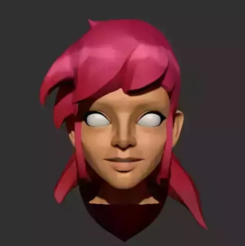 Pink Wild Hair - Sculpt - Female 3D model