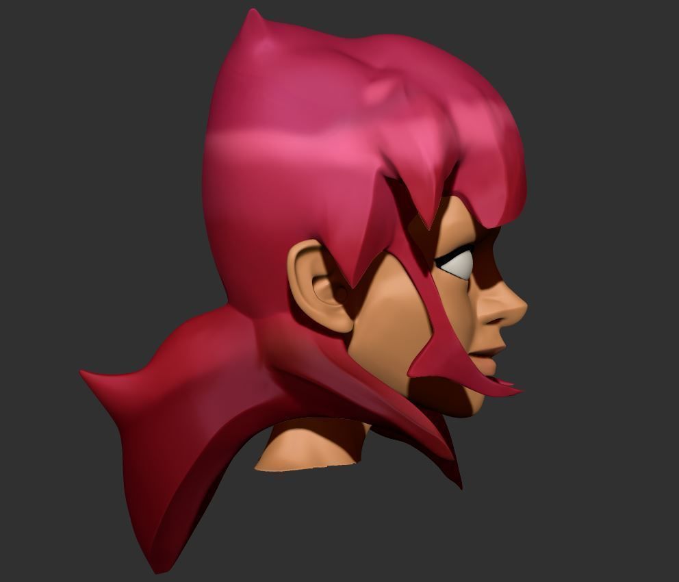 Pink Wild Hair - Sculpt - Female 3D model_2