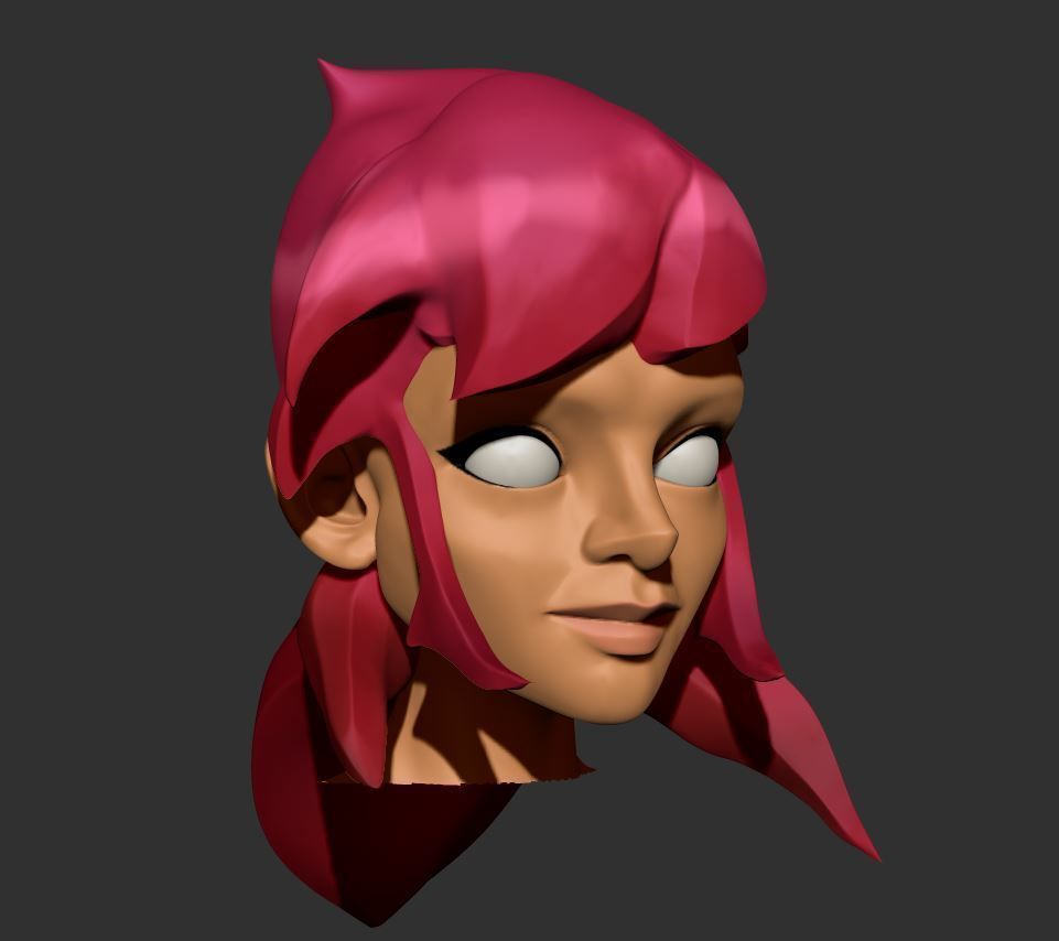 Pink Wild Hair - Sculpt - Female 3D model_1