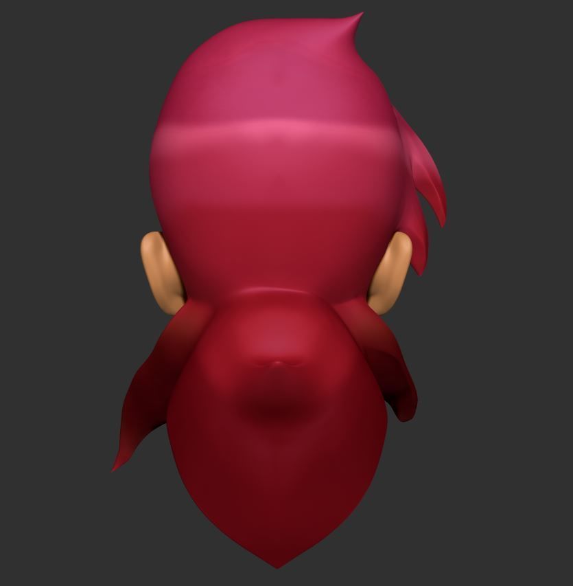 Pink Wild Hair - Sculpt - Female 3D model_3