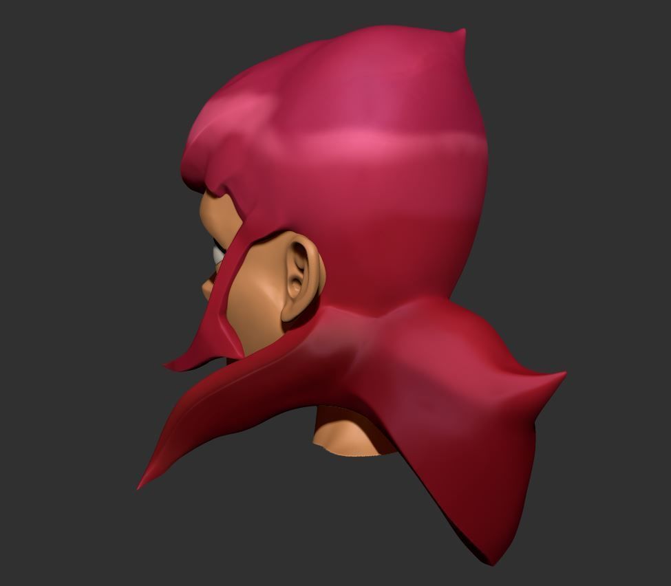 Pink Wild Hair - Sculpt - Female 3D model_4