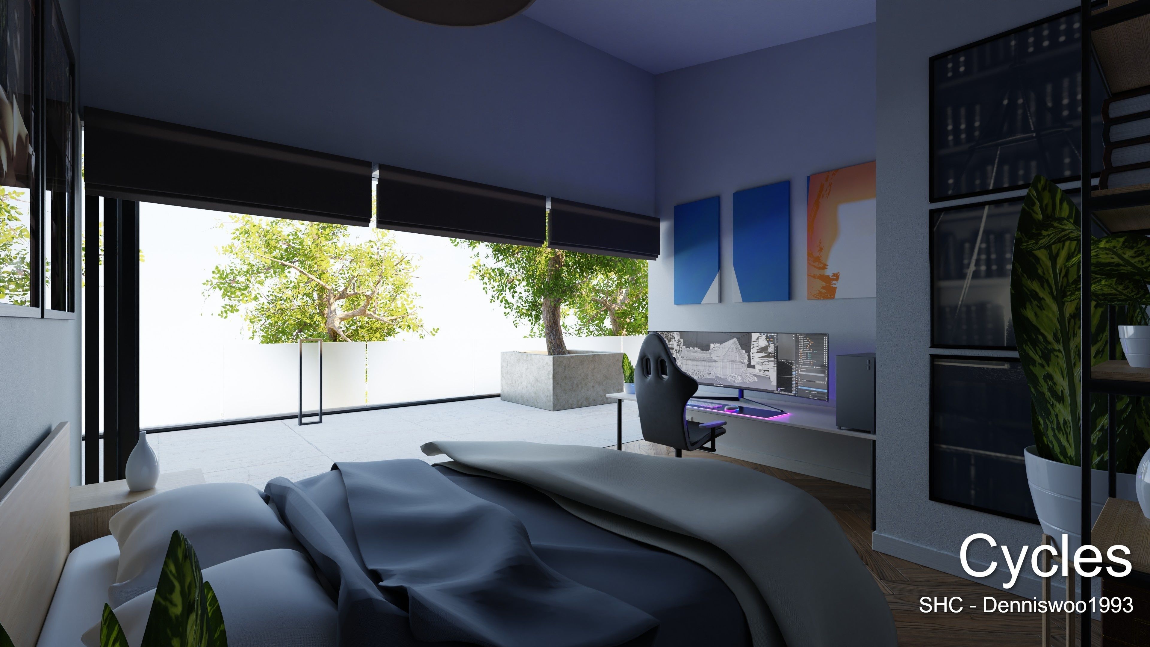 Modern villa 2021 Blender Eevee and Cycles 1 Low-poly 3D model_17