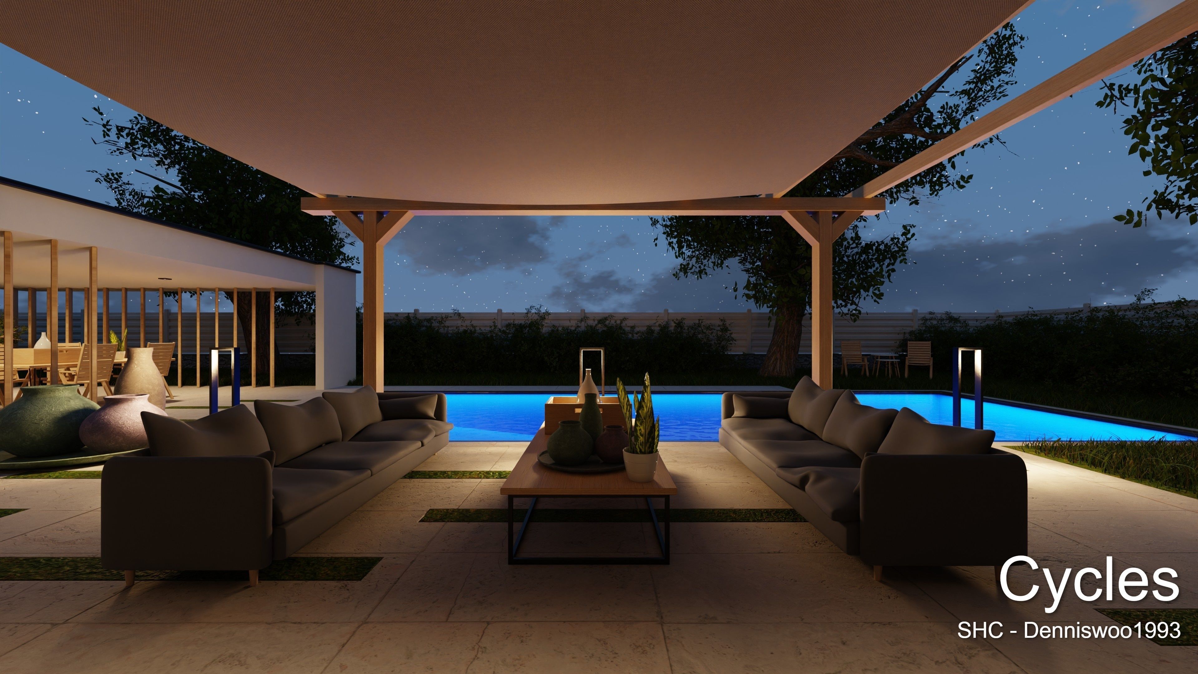 Modern villa 2021 Blender Eevee and Cycles 1 Low-poly 3D model_20