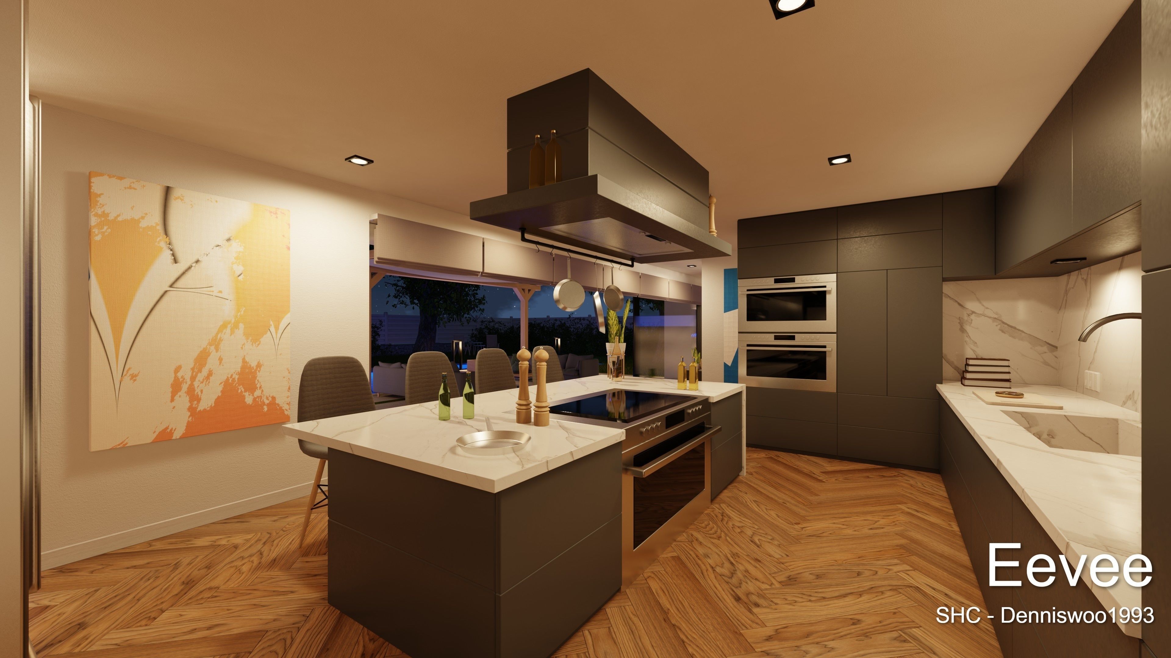 Modern villa 2021 Blender Eevee and Cycles 1 Low-poly 3D model_39