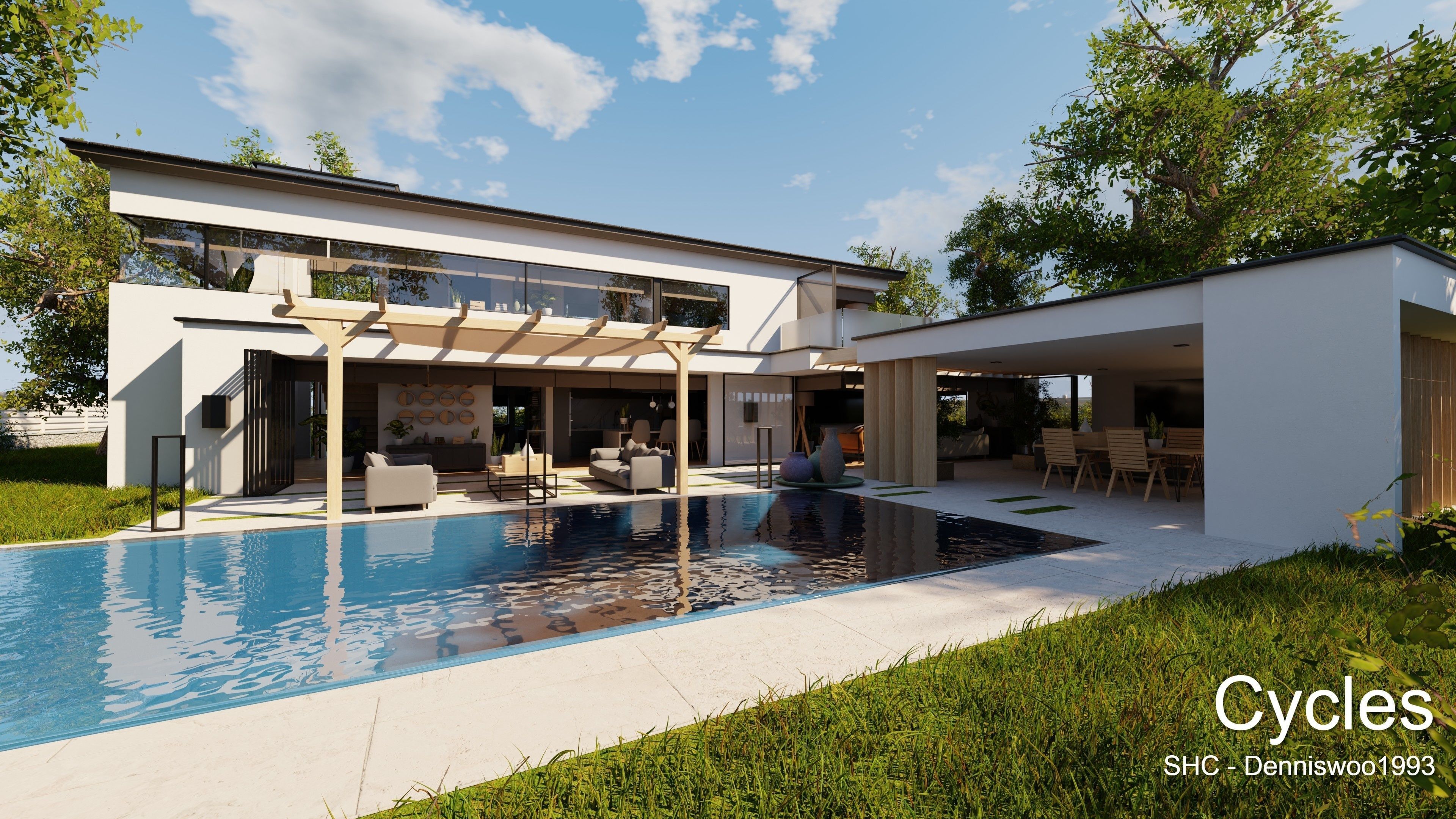 Modern villa 2021 Blender Eevee and Cycles 1 Low-poly 3D model_2