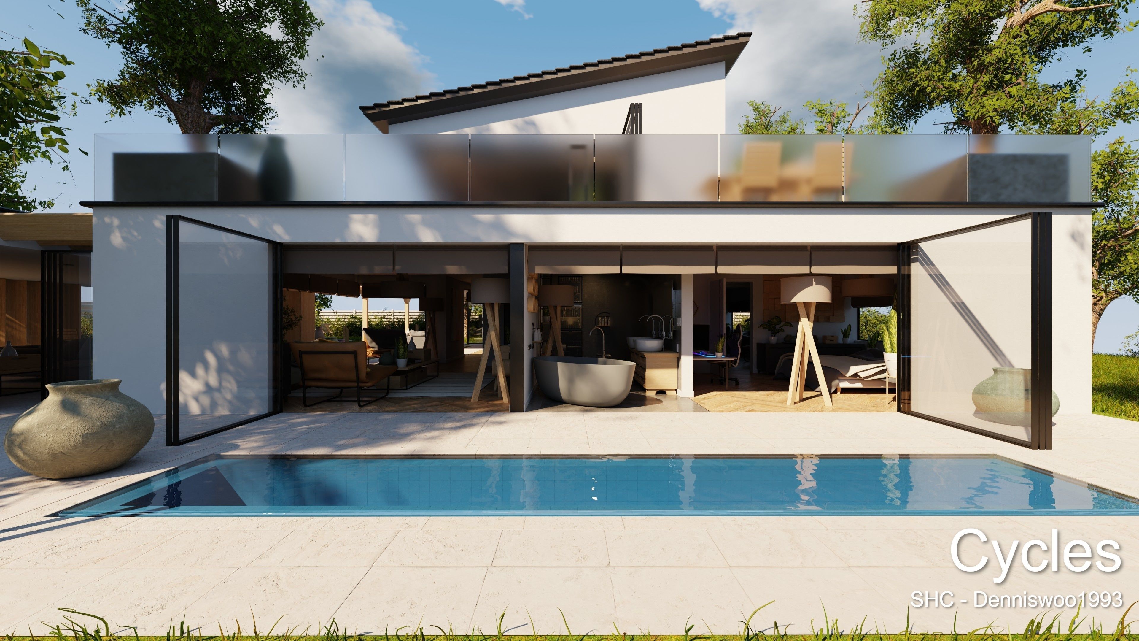 Modern villa 2021 Blender Eevee and Cycles 1 Low-poly 3D model_21
