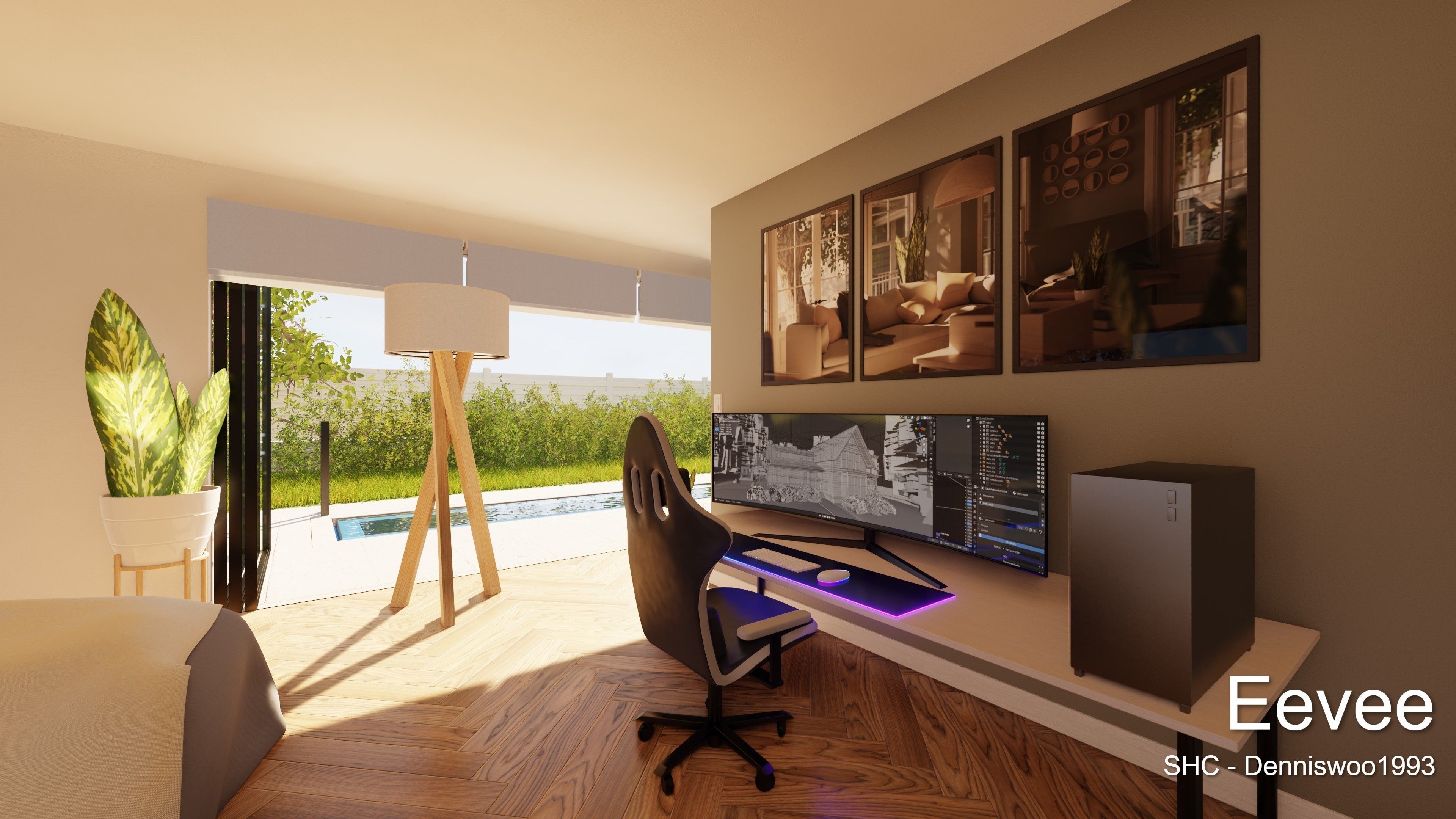 Modern villa 2021 Blender Eevee and Cycles 1 Low-poly 3D model_32