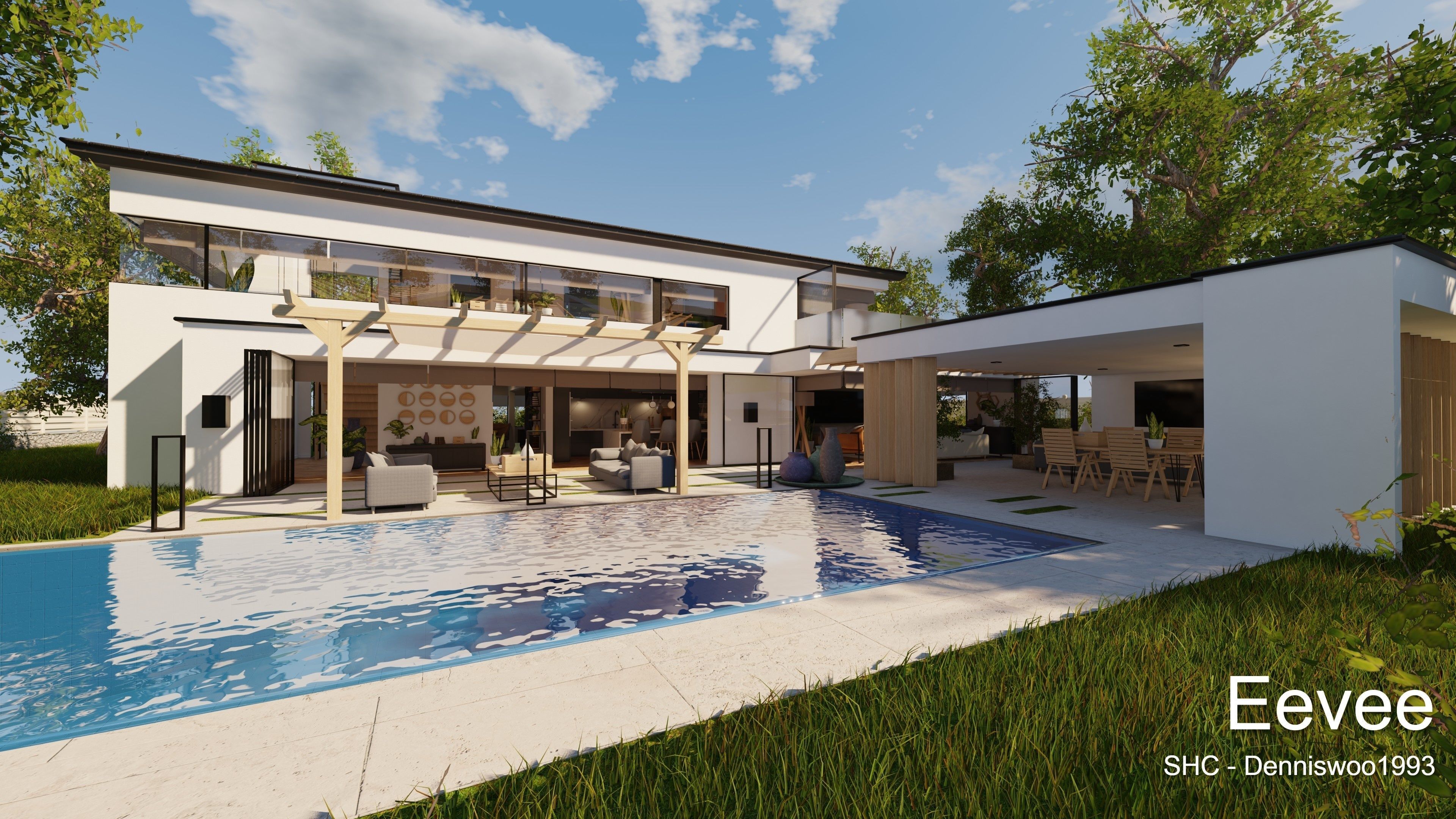 Modern villa 2021 Blender Eevee and Cycles 1 Low-poly 3D model_30