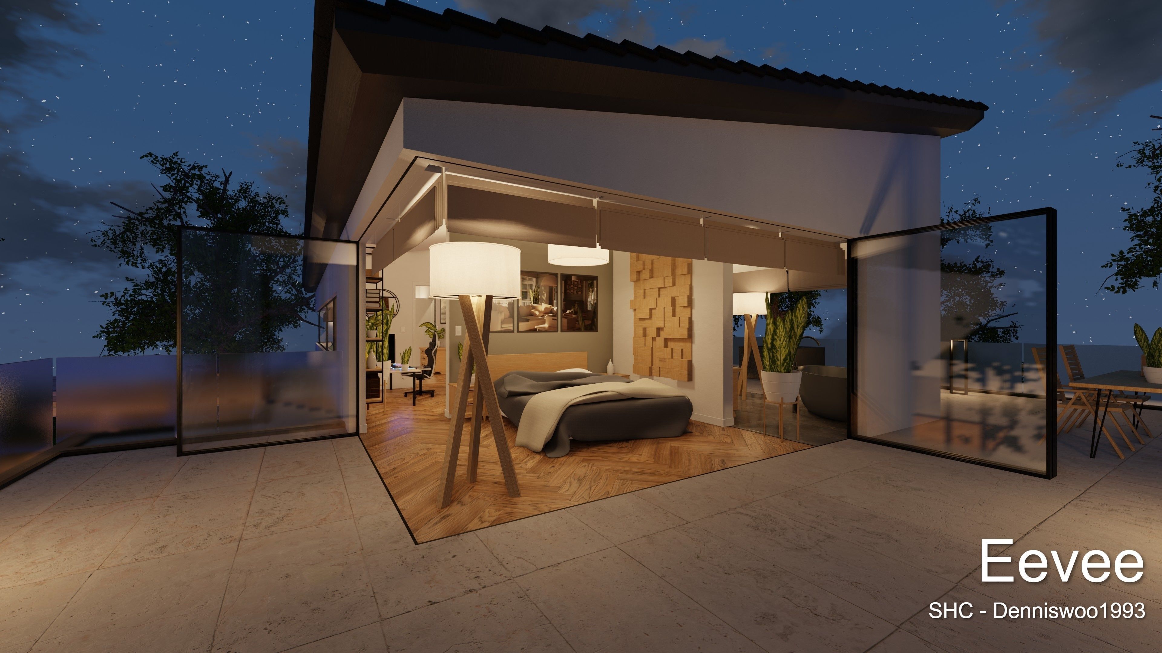 Modern villa 2021 Blender Eevee and Cycles 1 Low-poly 3D model_41