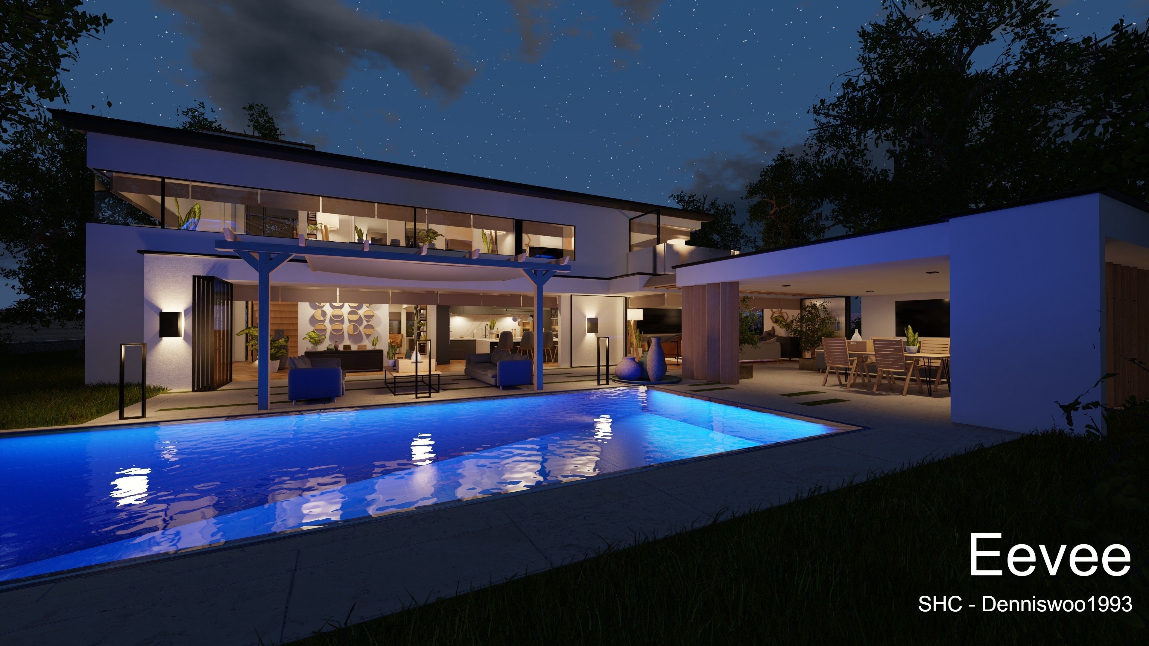 Modern villa 2021 Blender Eevee and Cycles 1 Low-poly 3D model_37