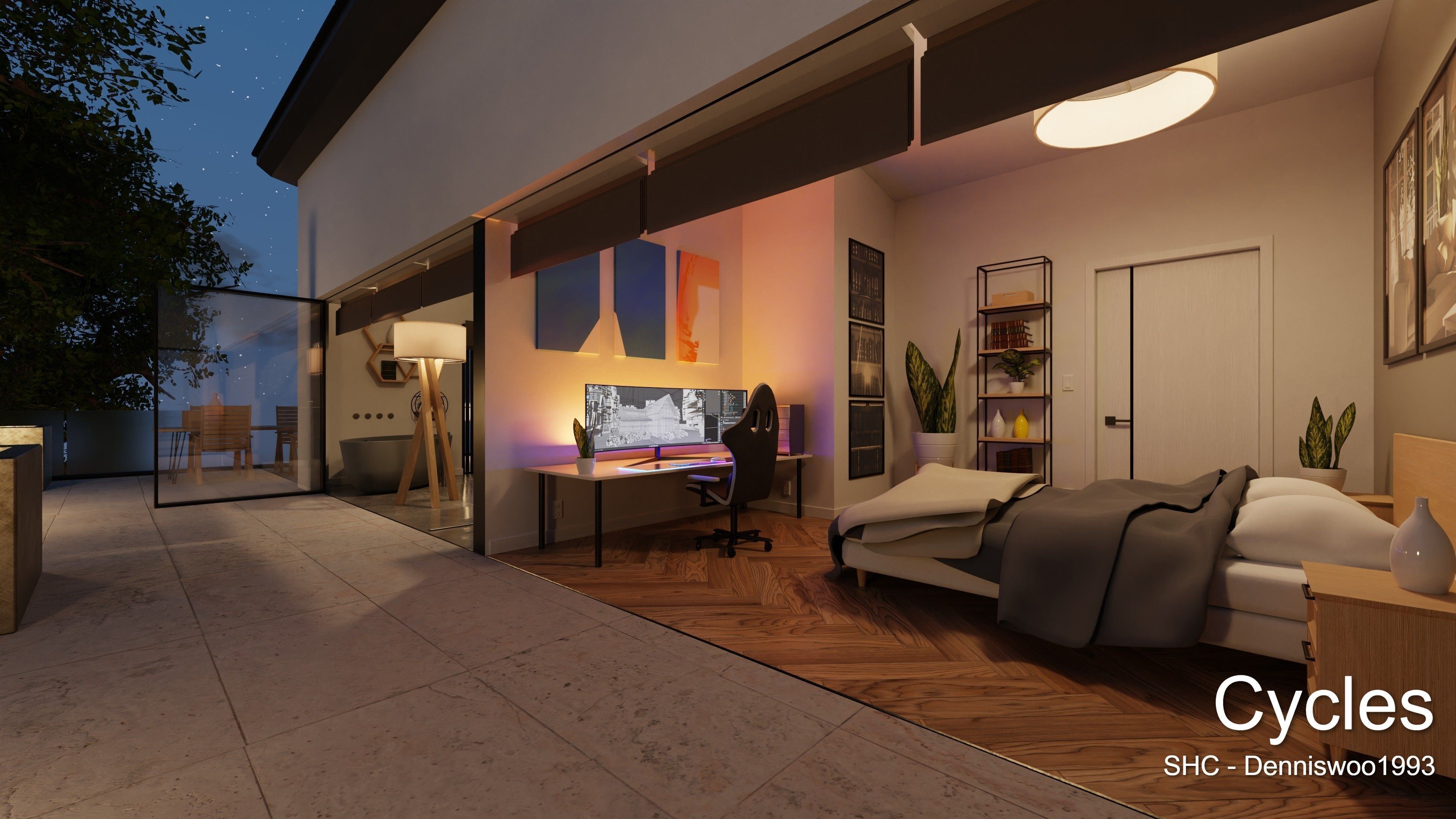 Modern villa 2021 Blender Eevee and Cycles 1 Low-poly 3D model_24