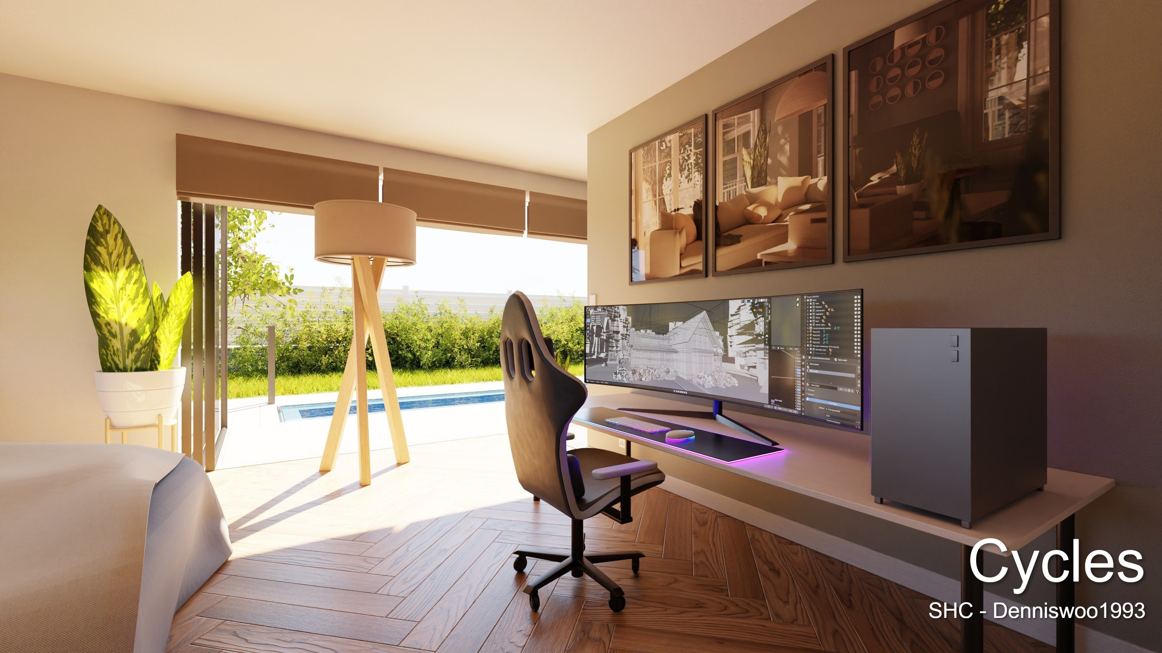 Modern villa 2021 Blender Eevee and Cycles 1 Low-poly 3D model_7