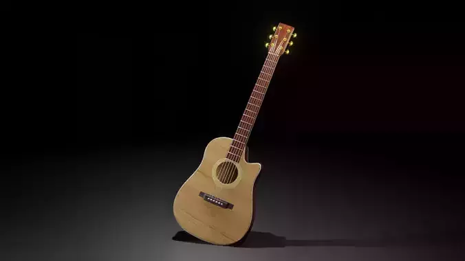 Stylized Acoustic Guitar 3D model 