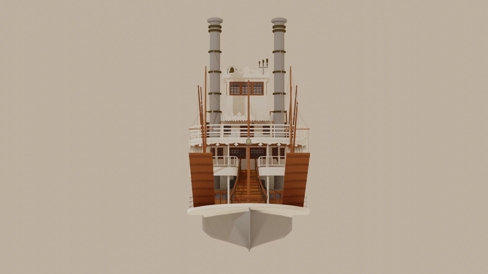 Paddle Steamer River Boat 3D model_6