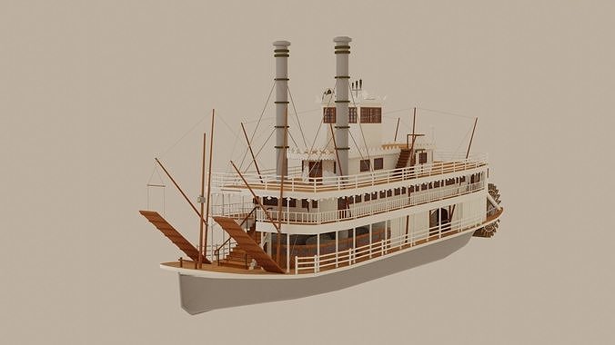 Paddle Steamer River Boat 3D model