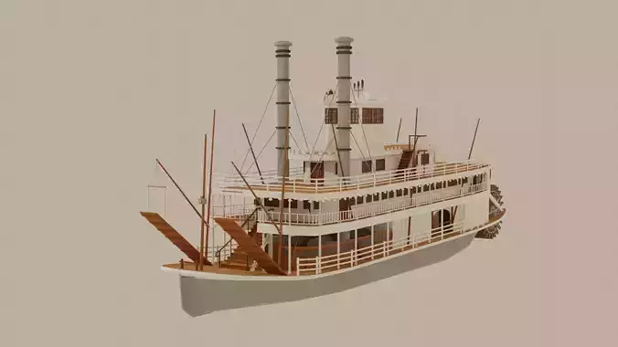 Paddle Steamer River Boat 3D model