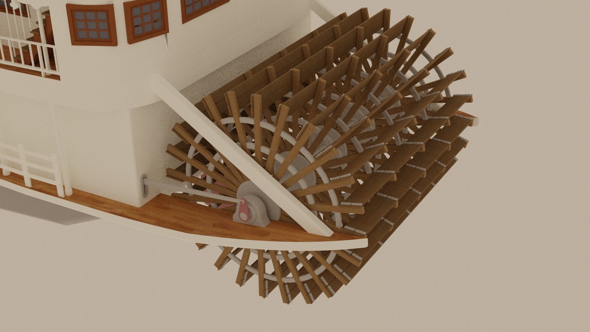 Paddle Steamer River Boat 3D model_10