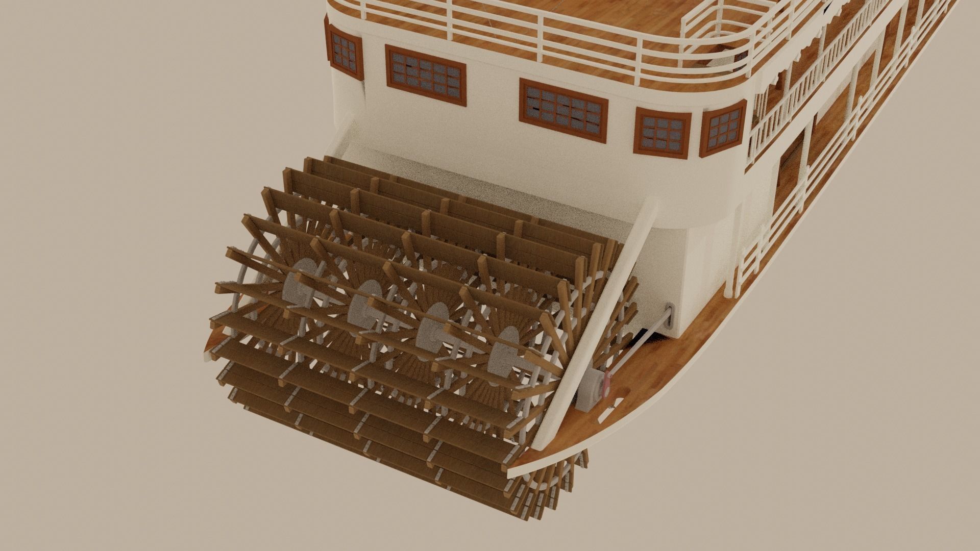 Paddle Steamer River Boat 3D model_9
