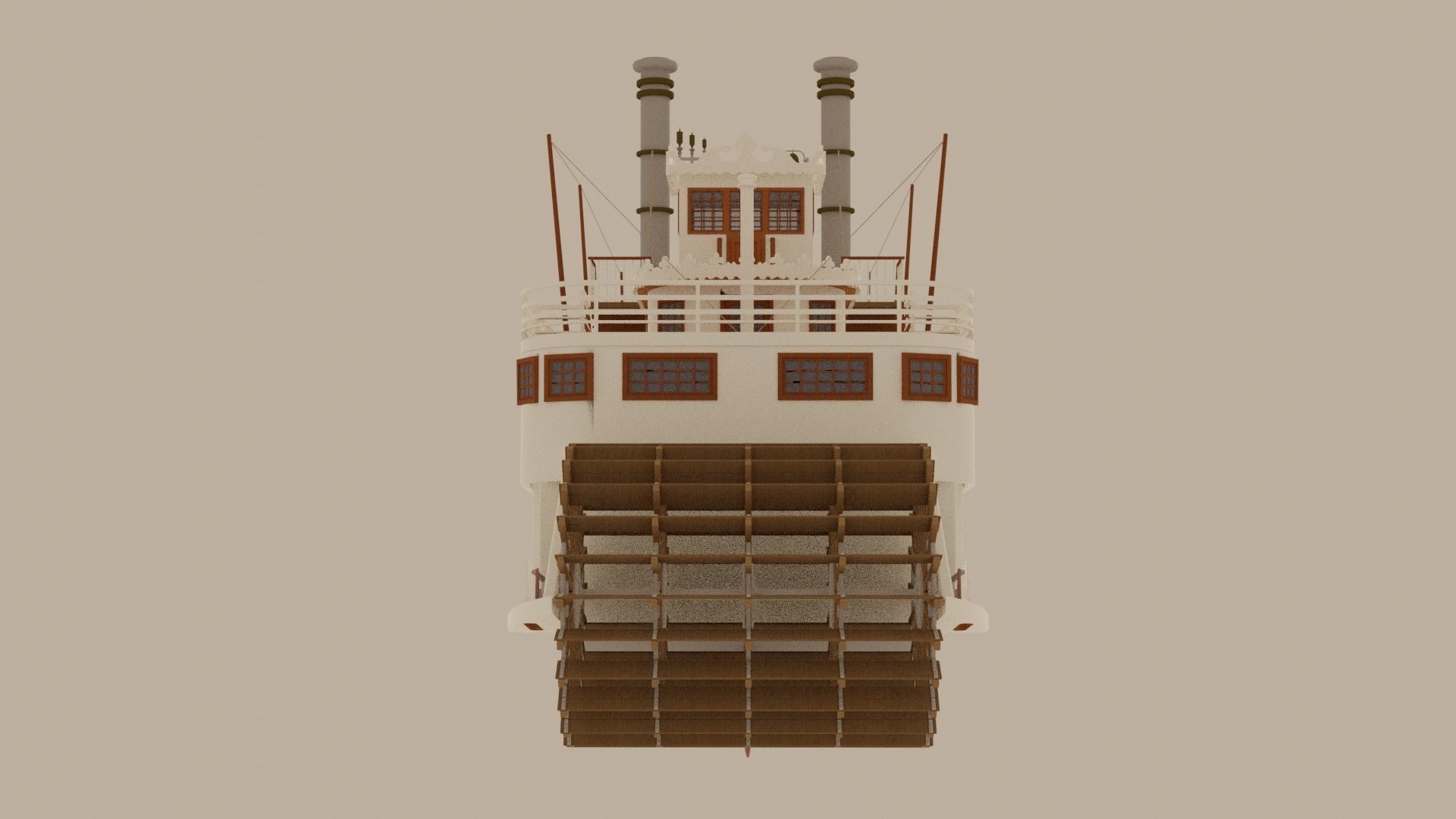 Paddle Steamer River Boat 3D model_7