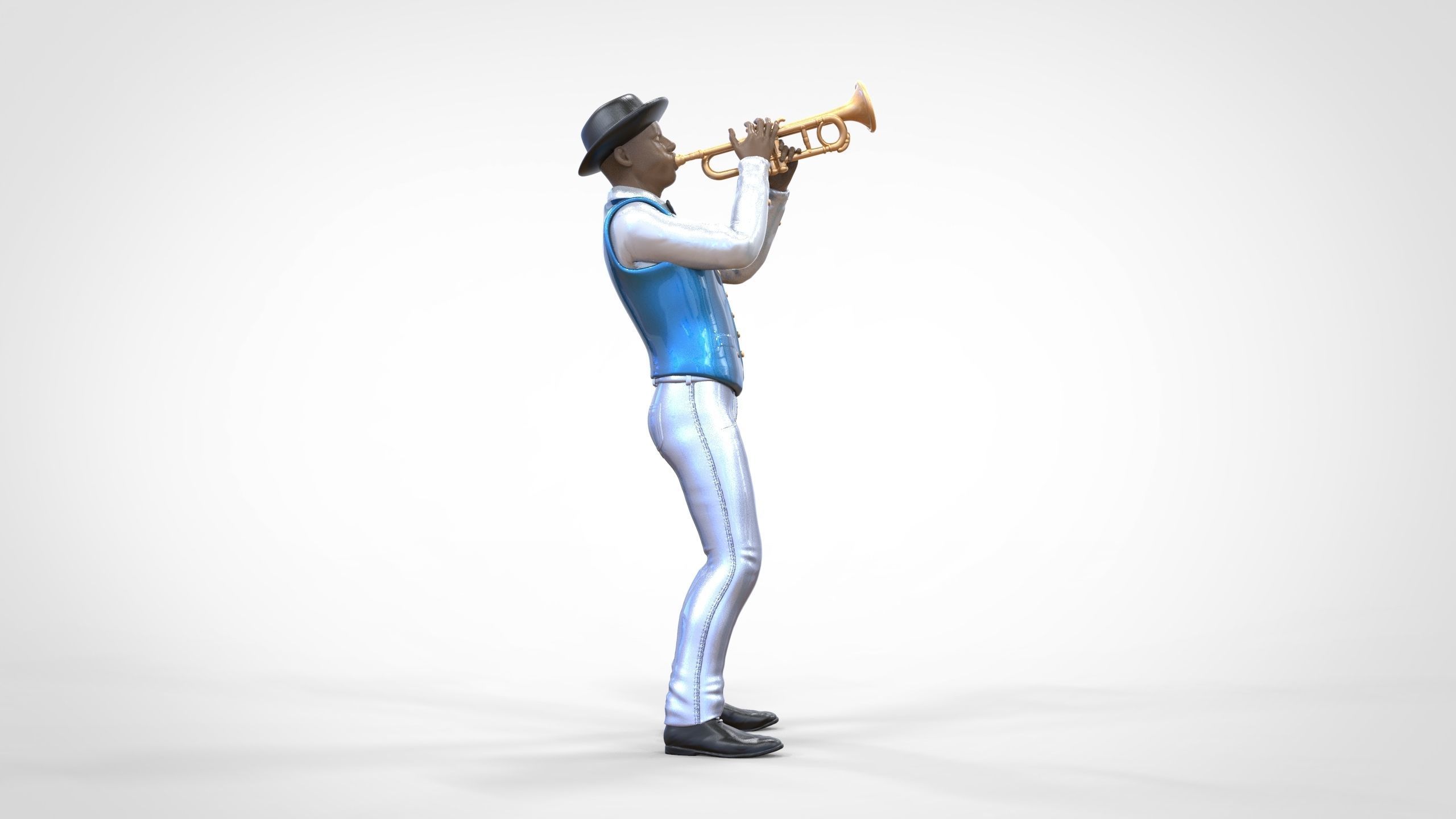 N3 Trumpeter standing playing Trumpet 3D print model_4